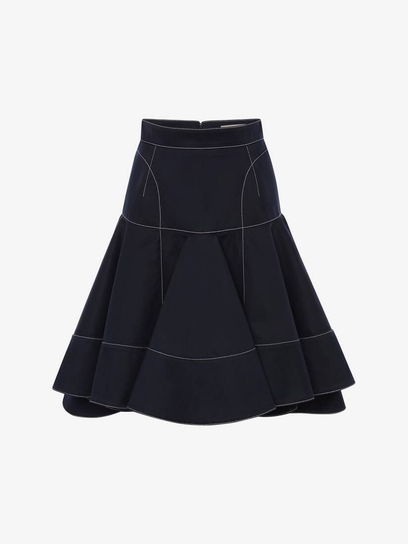 Faldas Alexander McQueen Cotton Gabardine Ruffle Mini Mujer - Azul Marino - Mexico 038-WEZCIS